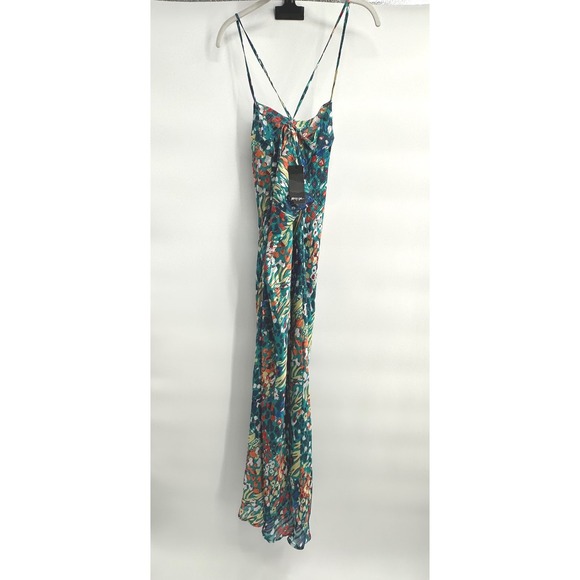 Nasty Gal Maxi Dress Abstract Print Lace‎ Up Back Sleeveless Size 8 - Picture 7 of 16